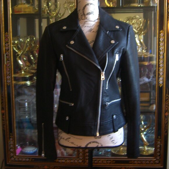 TOPSHOP FAUX LEATHER BIKER MOTO JACKET UK10 US6 - Picture 1 of 6
